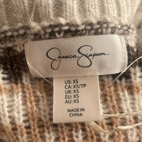 Jessica Simpson Cozy Fair Isle Sweater - Cream and Brown Size XS - Picture 6 of 6